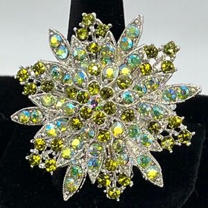 Vintage Starburst-Flower Rhinestone, Brooch and Pendant!
